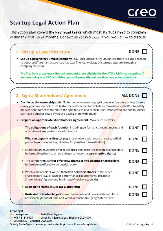 Startup Legal Action Plan Preview